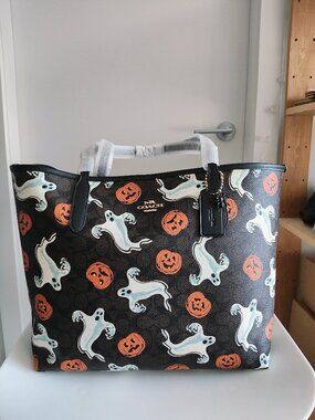 Coach Halloween City Tote with Spider Charm